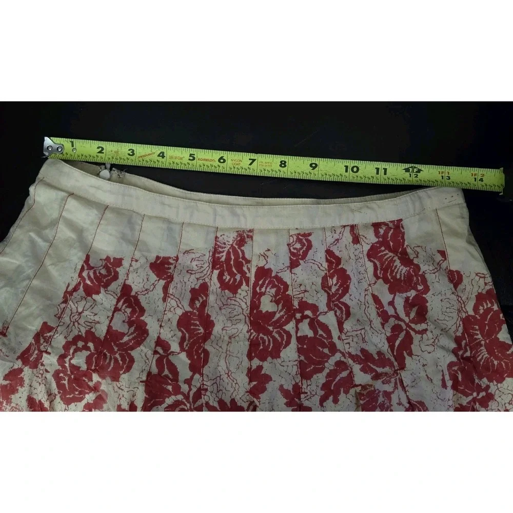 Free People Red Beige‎ Floral Skirt Women's Size 2 Boho Cottagecore Prairie